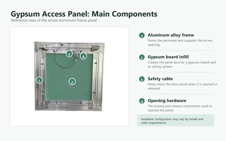 gypsum access panel parts and aluminum frame structure